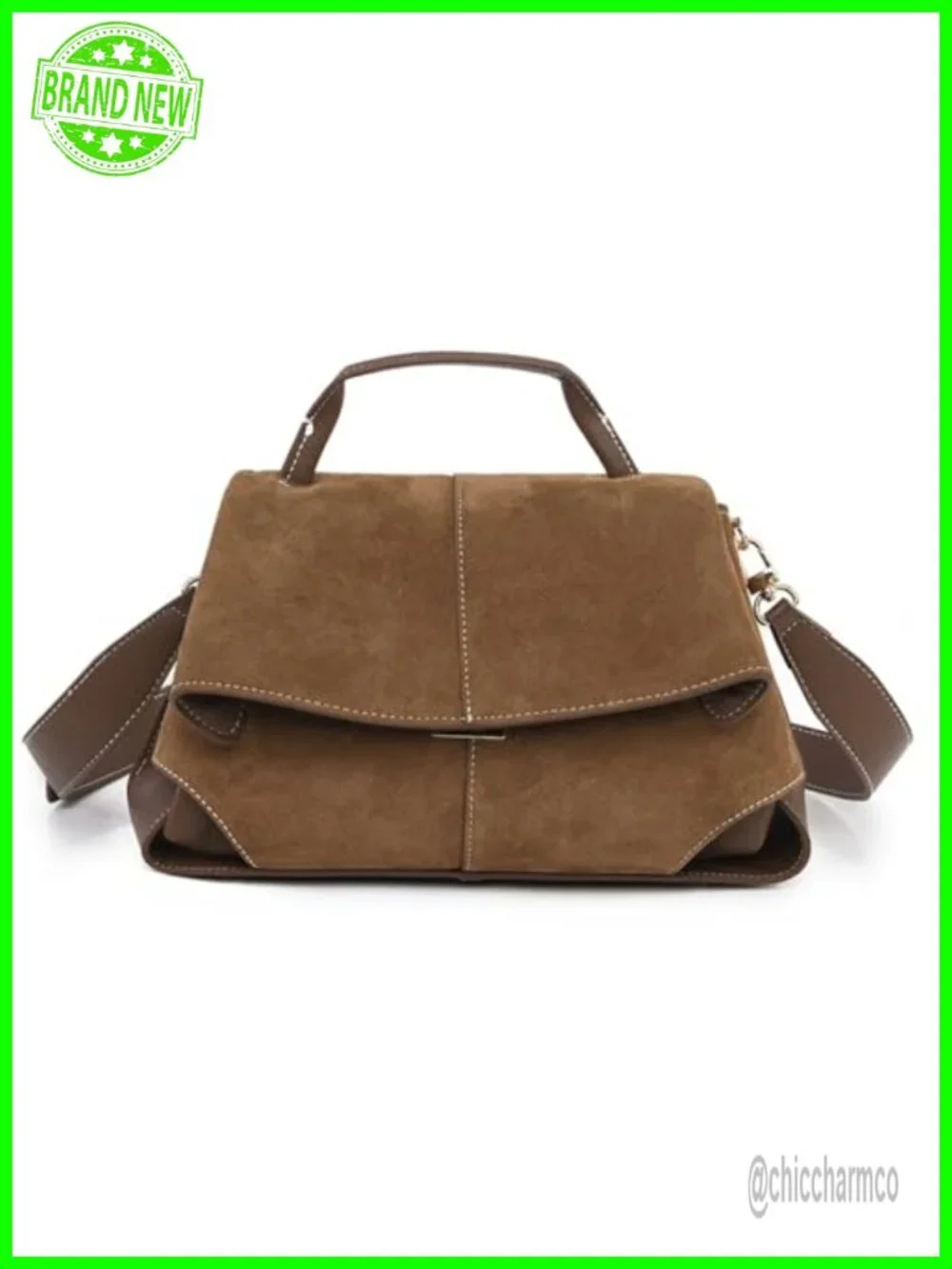 Faux Suede Leather Top Handle Satchel Crossbody Bag with Adjustable Strap
